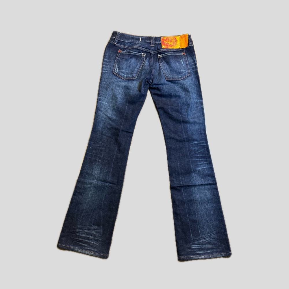 Ed Hardy women's low rise bootcut blue jean's